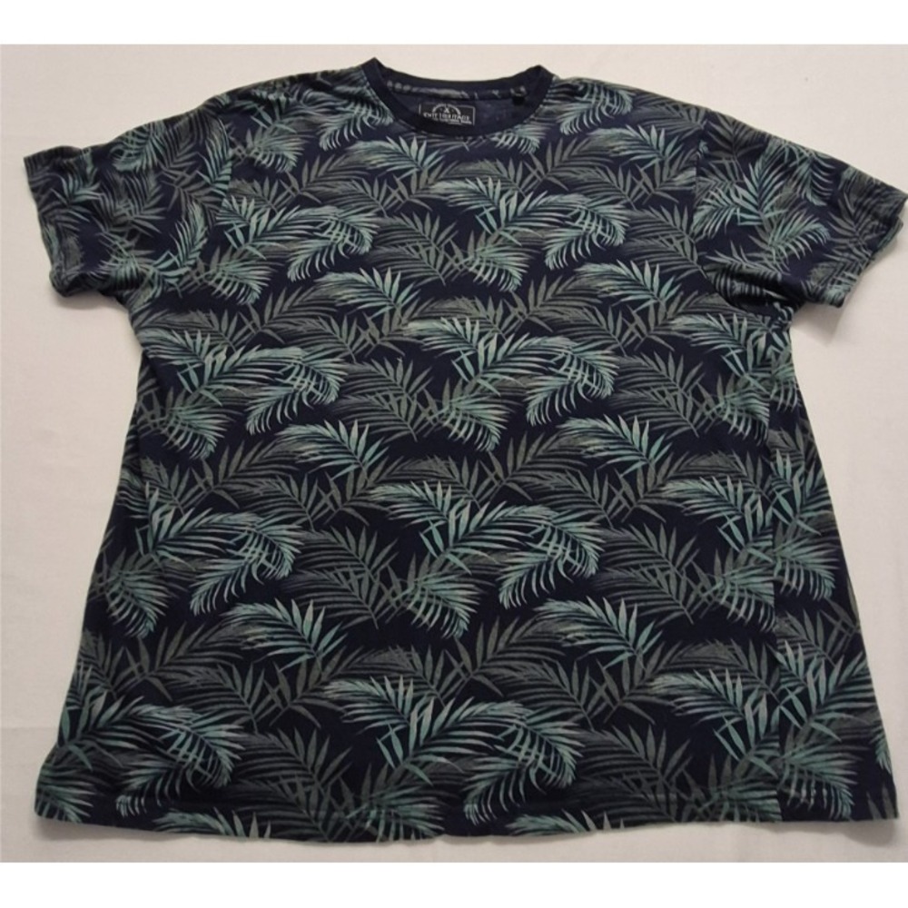 Knit Heritage men's black crew neck t-shirt green leaf print‎ 2XL 100% Cotton